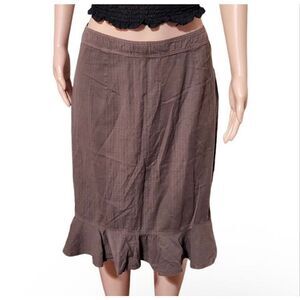 High waist Flounce espresso midi skirt 8/M